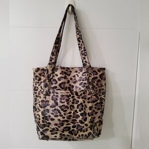 B.Makowsky Animal Print Leather Tote